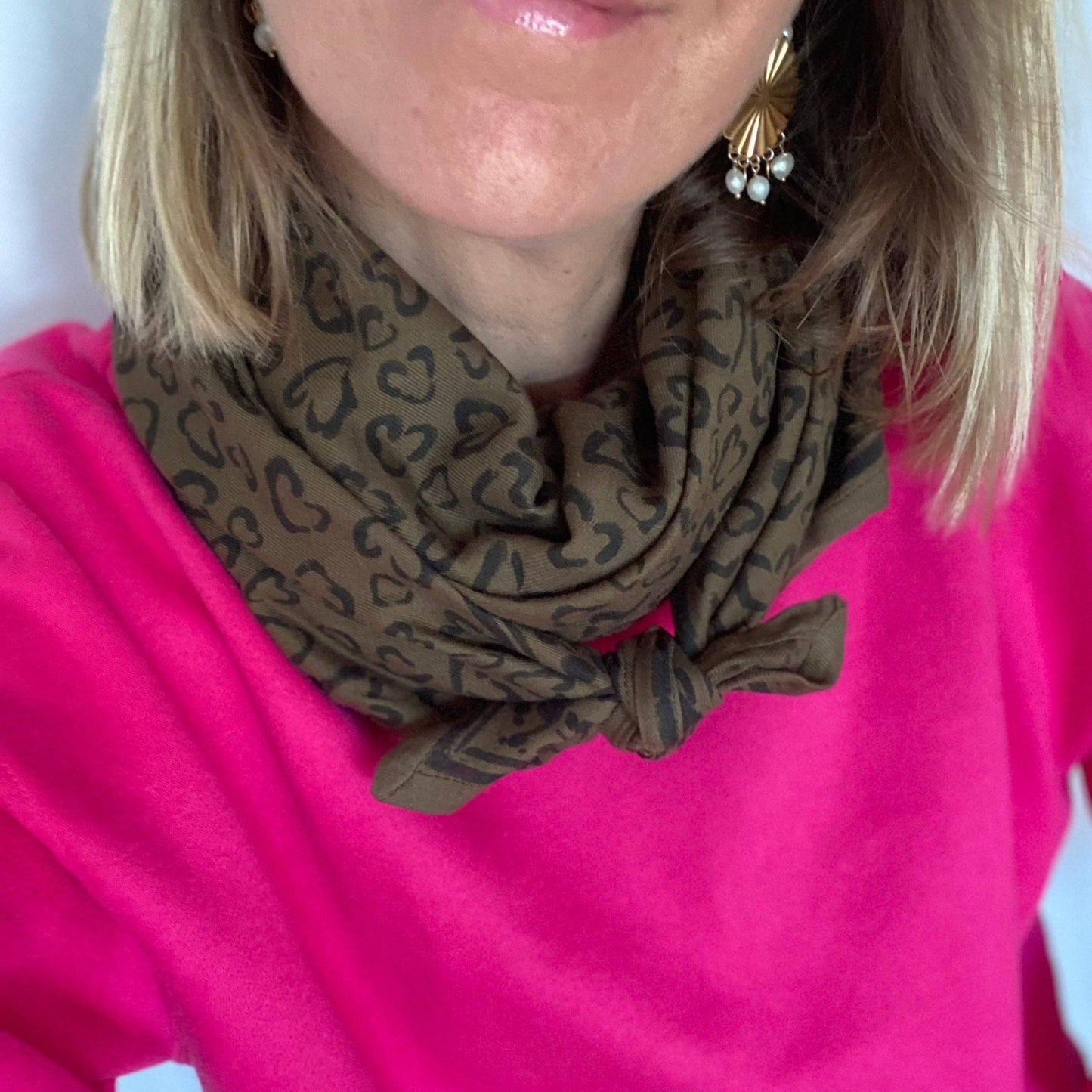 Foulard Adulte Leo Kaki 100 cm