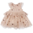 Robe coeurs à sequins beige