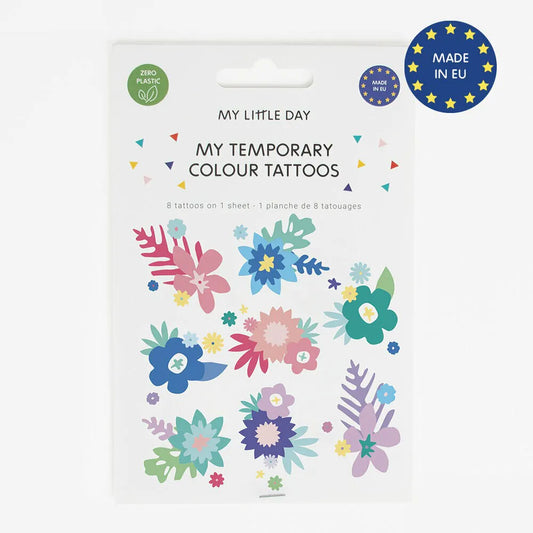 Planche de 8 tatouages fleurs