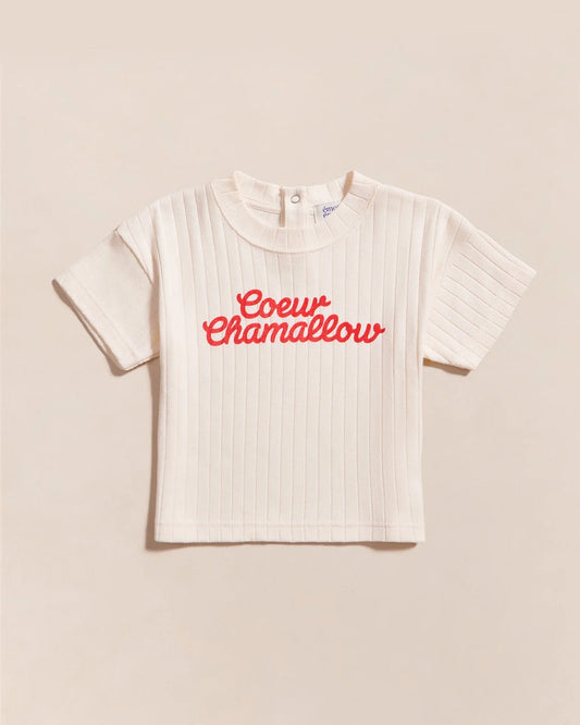 Le t-shirt Cœur chamallow enfant en coton bio - crème