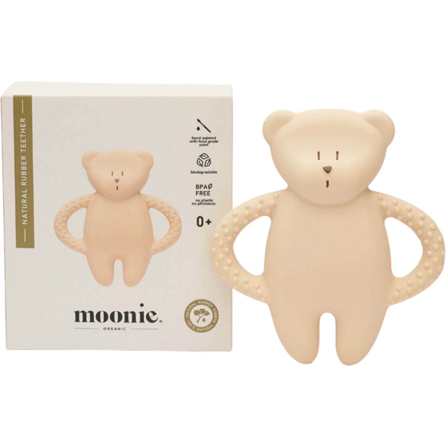 Ourson de dentition en caoutchouc naturel sable