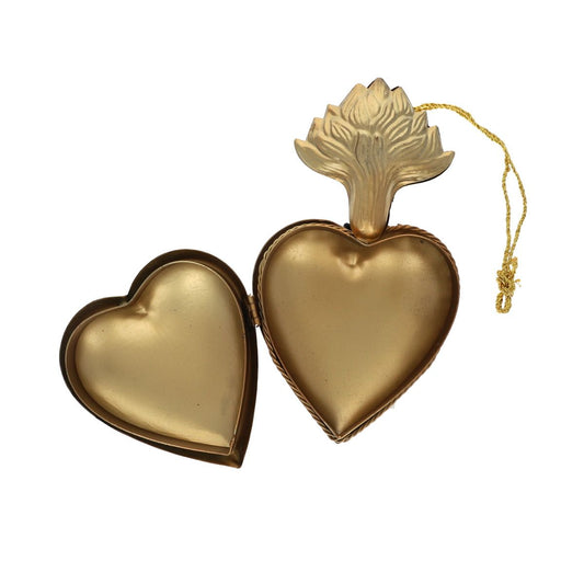 Suspension en laiton doré coeur ex-voto