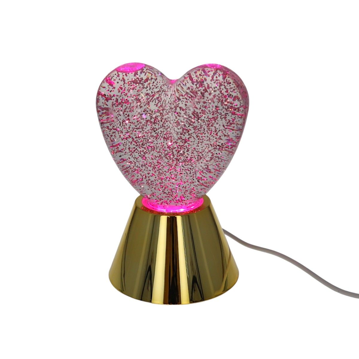 Lampe coeur rose à paillettes