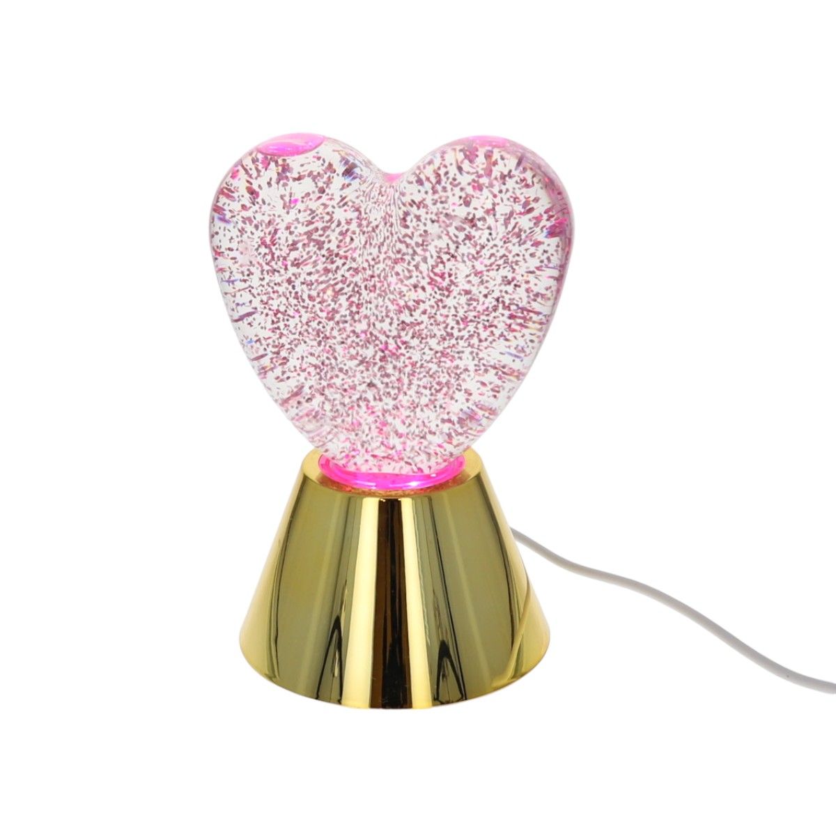 Lampe coeur rose à paillettes