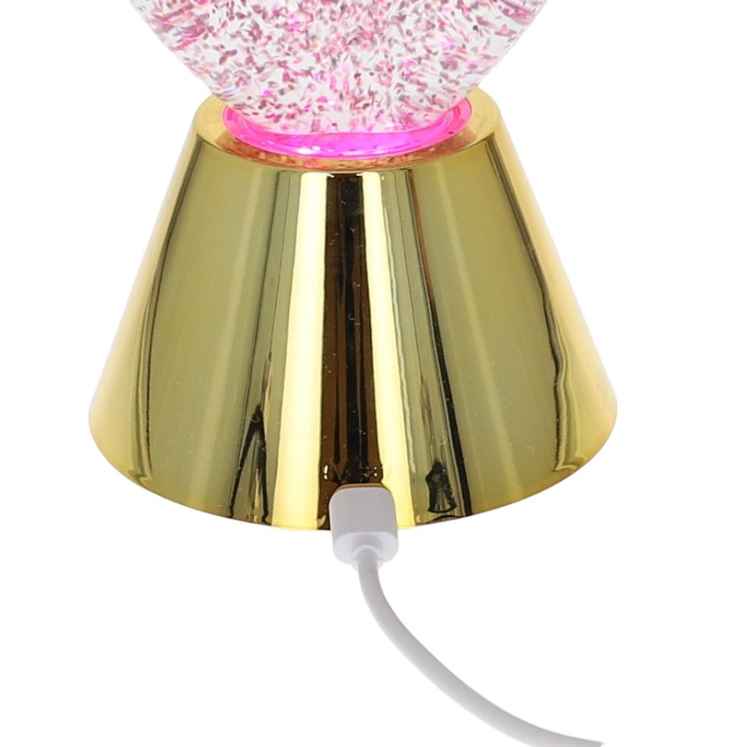 Lampe coeur rose à paillettes
