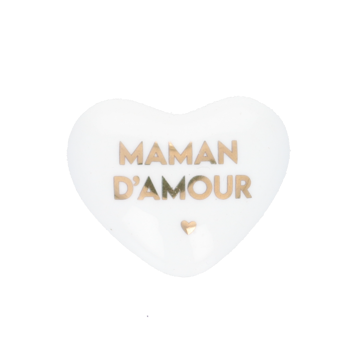 Cœur en céramique blanc et doré "Maman d'amour"