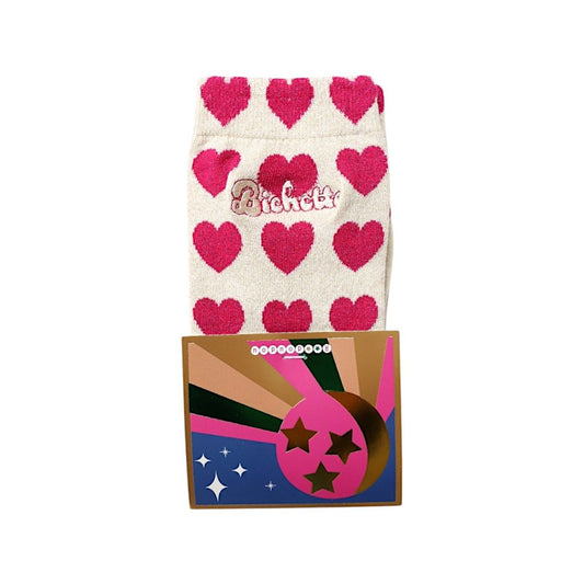 Chaussettes femme à paillettes cœurs "Bichette" 36-40