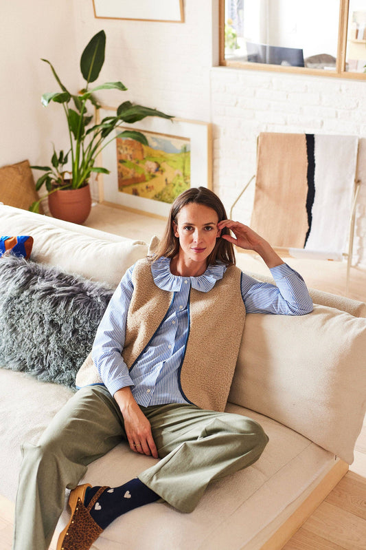 Chaussette Georgette Femme coeur bleu