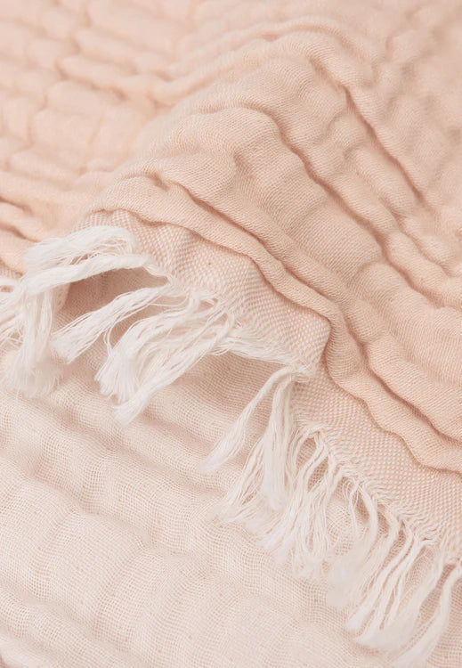 Couverture Berceau 75x100 cm Fringe - Rose pâle