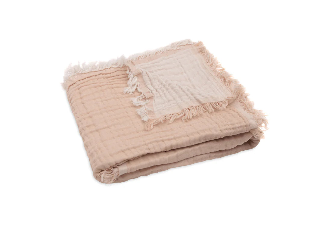 Couverture Berceau 75x100 cm Fringe - Rose pâle