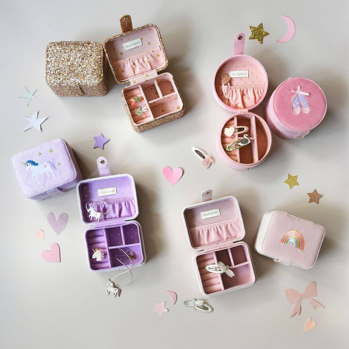 Boîte à bijoux en or pailleté confetti