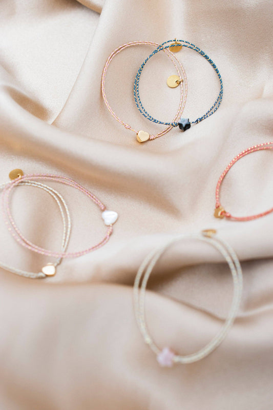 Bracelet Céleste rose COEUR doré