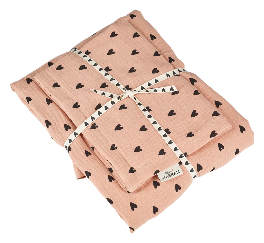 Parure de couette petits coeurs 80x120 avec taie