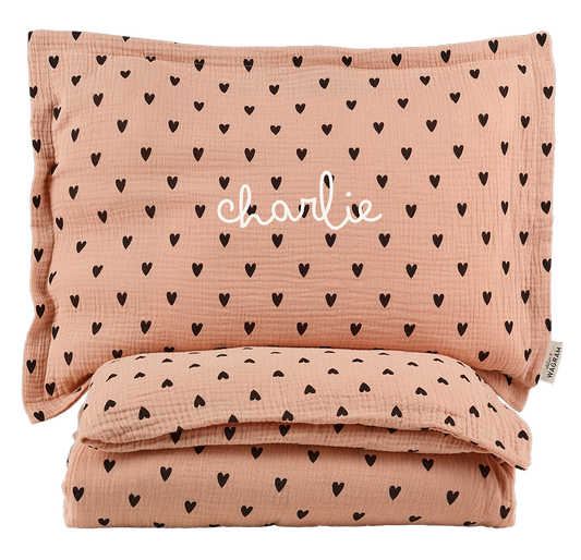 Parure de couette petits coeurs 140x200
