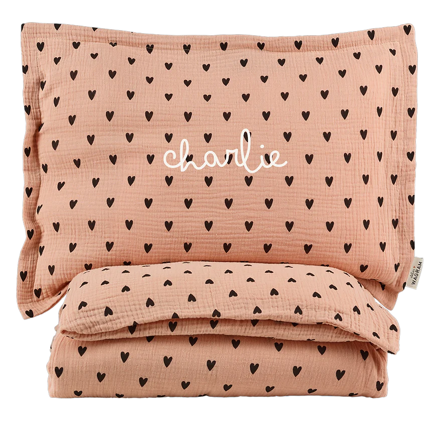 Parure de couette petits coeurs 80x120 avec taie