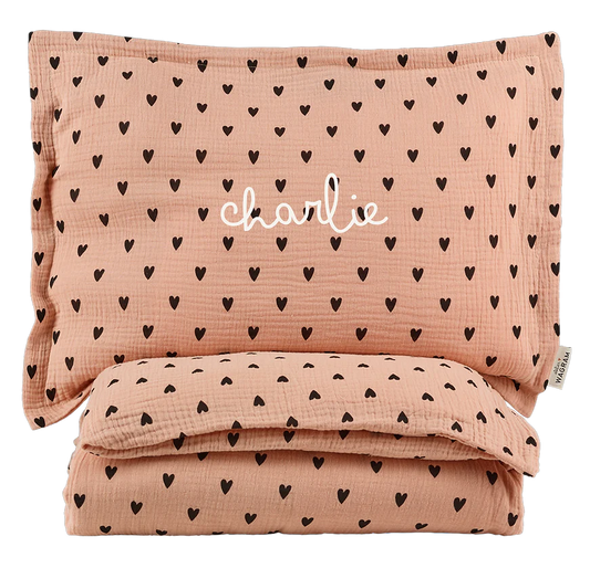Parure de couette petits coeurs 80x120 avec taie