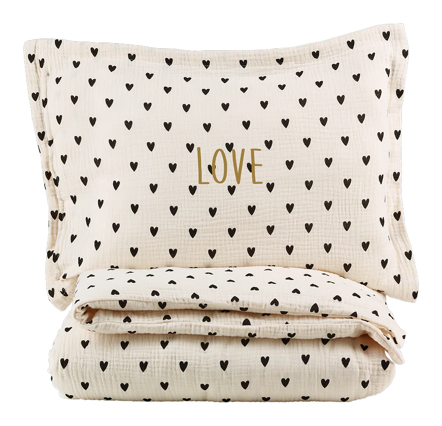 Parure de couette petits coeurs 80x120 avec taie