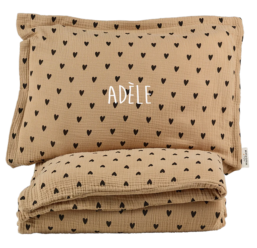 Parure de couette petits coeurs 80x120 avec taie