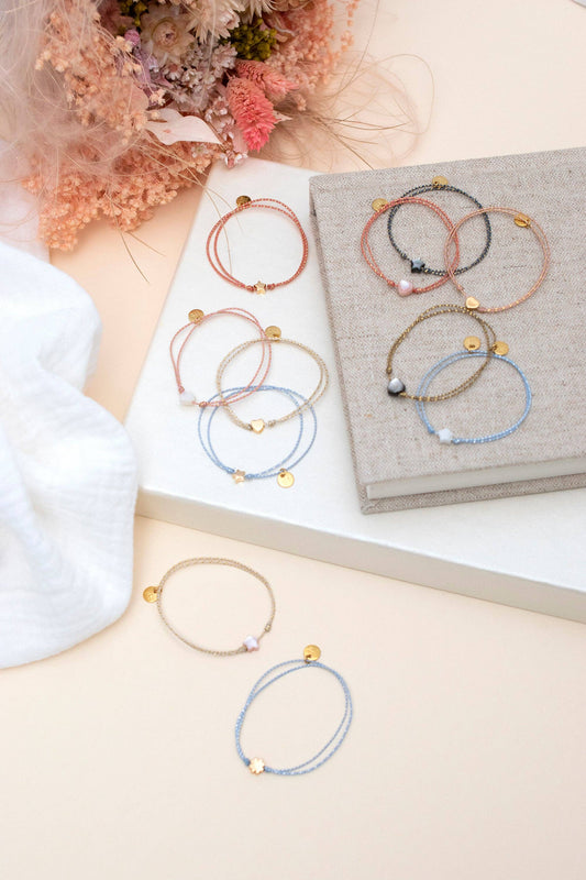 Bracelet Céleste beige COEUR doré