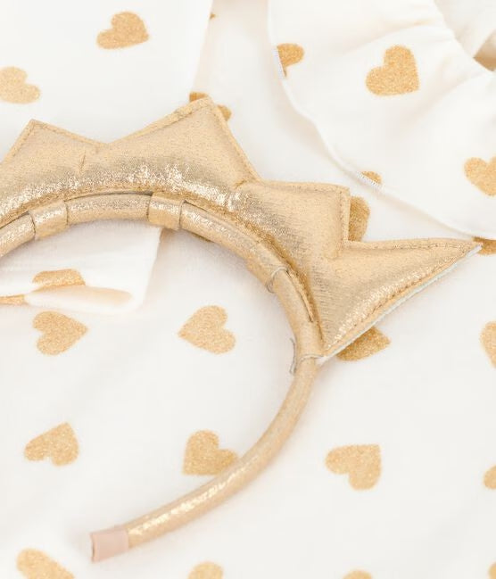 chemise de nuit déguisement de Noel enfant en velours imprimé cœurs dorés