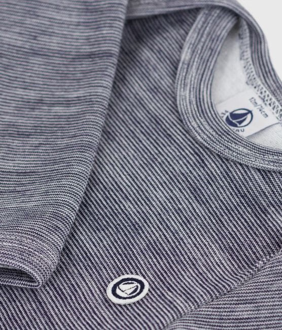 Body manches longues bébé en laine et coton anthracite