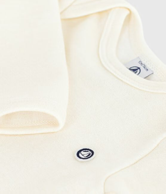 Body manches longues bébé en laine et coton écru
