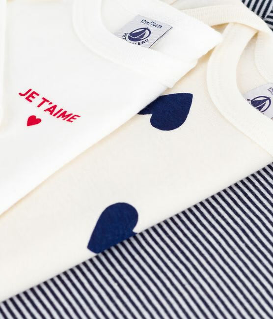 Bodies x3 manches longues cœurs bébé