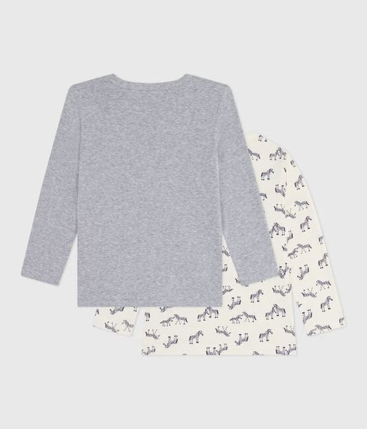 Lot de tee-shirts enfant en coton manches longues imprimé zèbres