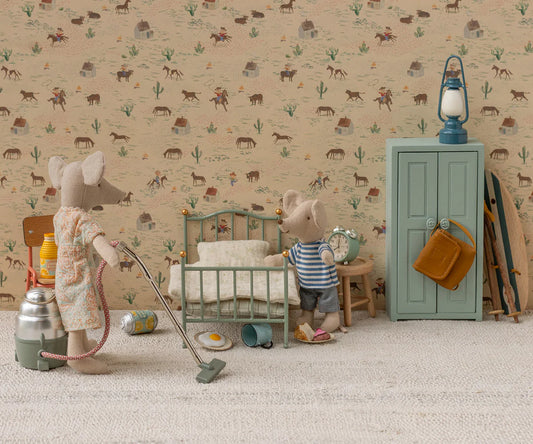 Maileg : Lit simple vintage, Souris - Menthe