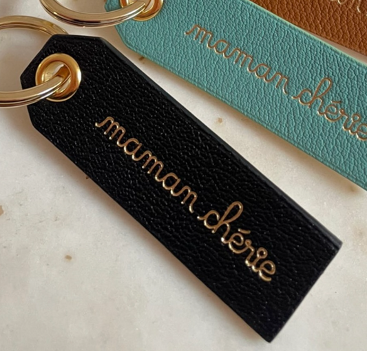 Porte clés en cuir "MAMAN CHERIE"