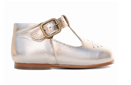 Poppée : Chaussures salomé Milton Galaxy estrella cuir doré à boucle