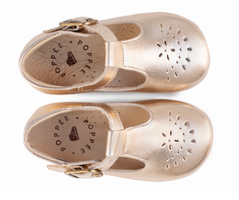 Poppée : Chaussures salomé Milton Galaxy estrella cuir doré à boucle
