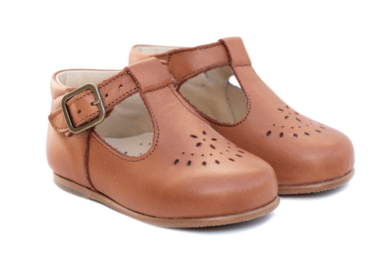 Poppée : Chaussures salomé Milton Savana whisky cuir à boucle