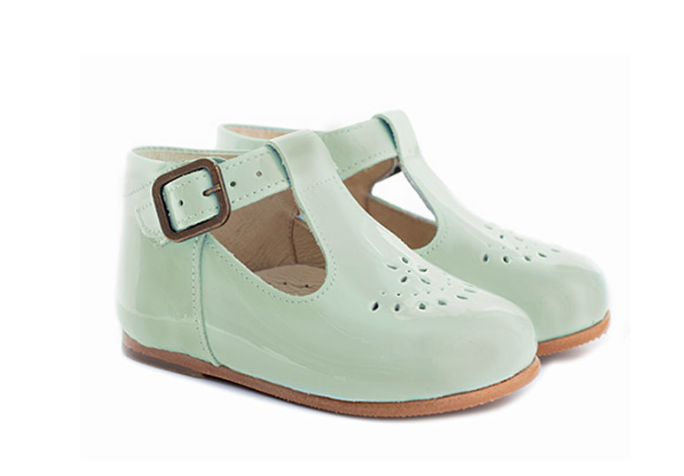 Poppée : Chaussures salomé Milton Charol bouzoky vernis vert d’eau