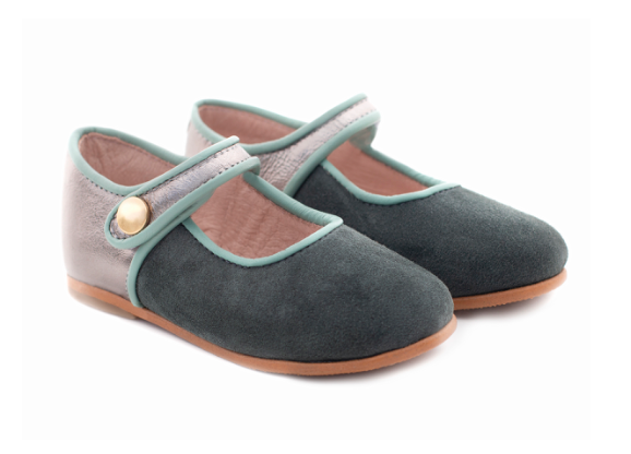 Poppée : Chaussures Bulle Seda bosco nubuck/vert cuir/argent bordure vert pâle à scratch