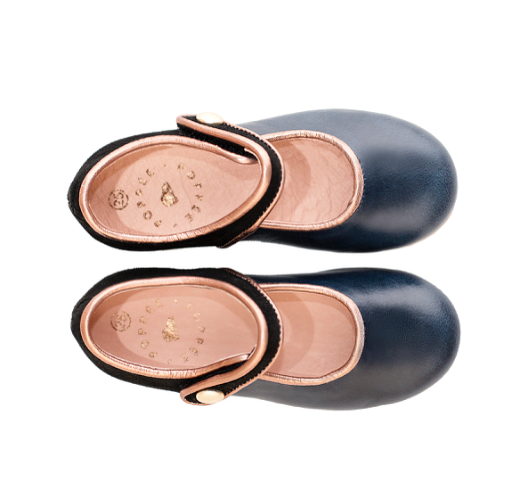 Poppée : Chaussures Bulle Ajax cuir/marine nubuck/noir filet or à scratch