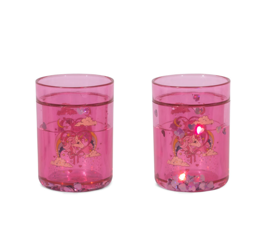 Gobelets / verres à paillettes x 2 - licorne