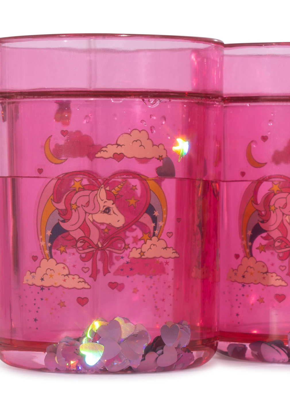 Gobelets / verres à paillettes x 2 - licorne