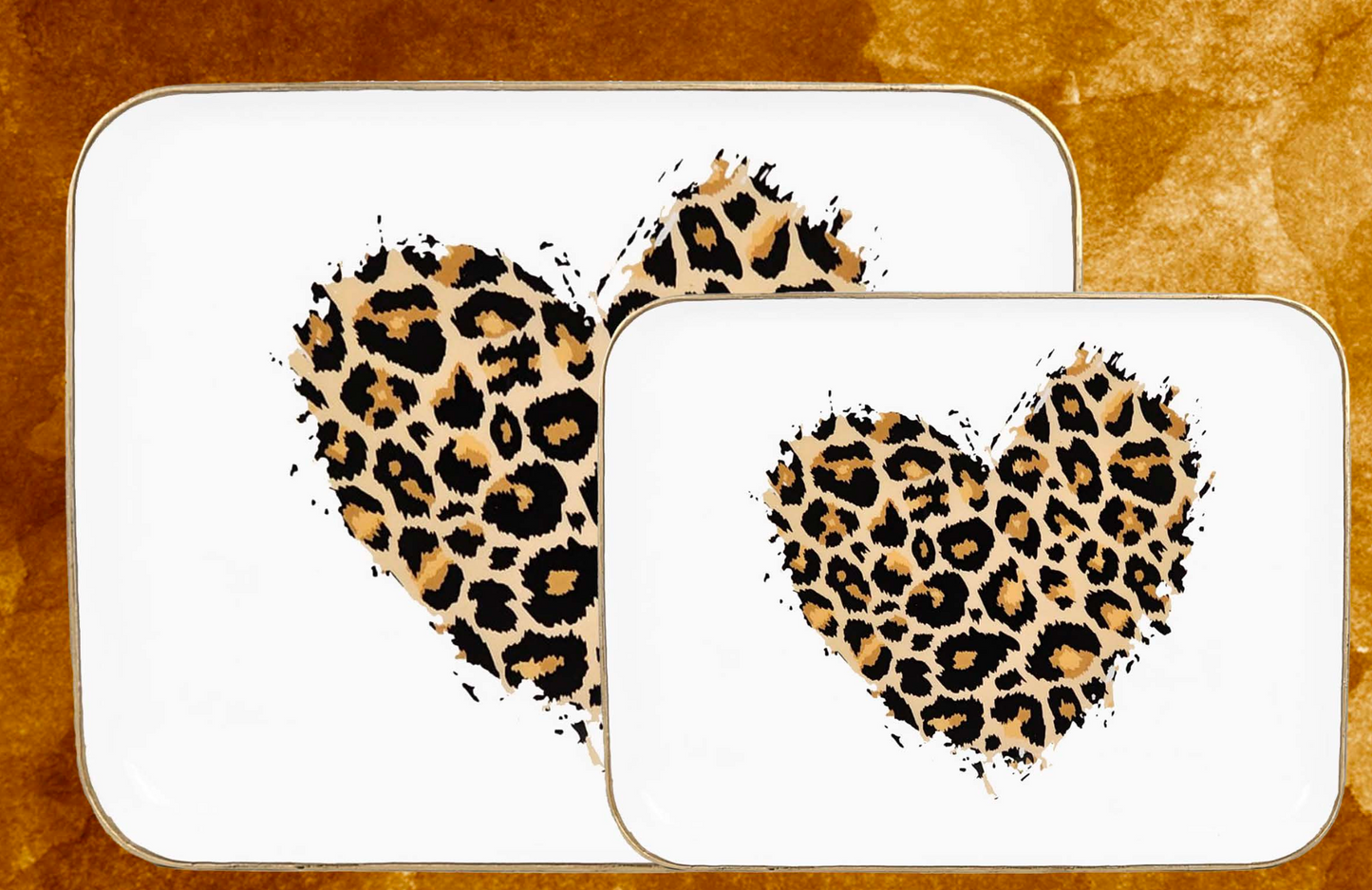 Plateau moyen coeur léopard blanc