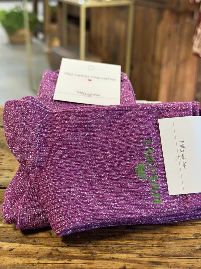Chaussettes femme Maman violet