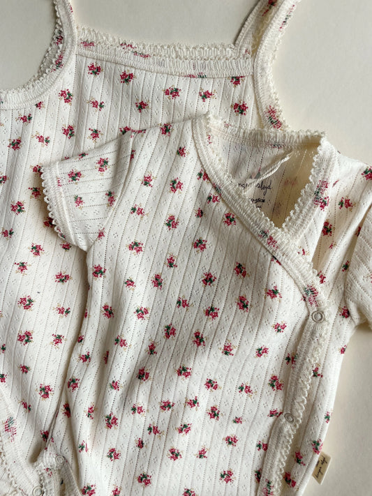 Body petites fleurs rouges fines bretelles