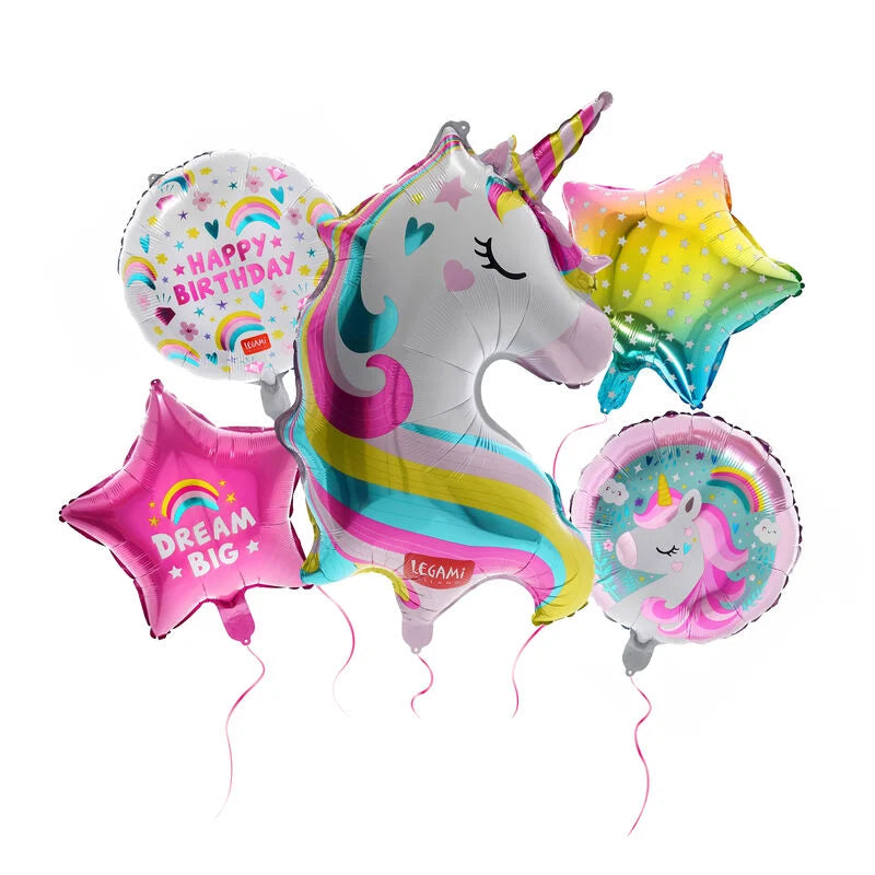 Set de 5 Ballons d’anniversaire Let’s Party Licorne