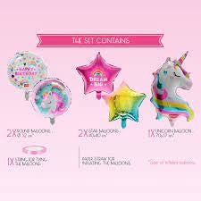 Set de 5 Ballons d’anniversaire Let’s Party Licorne