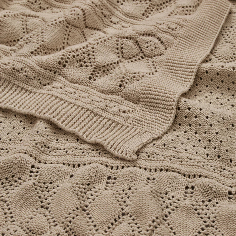 Couverture bébé en tricot pointelle Hazel 1m x 0,80m
