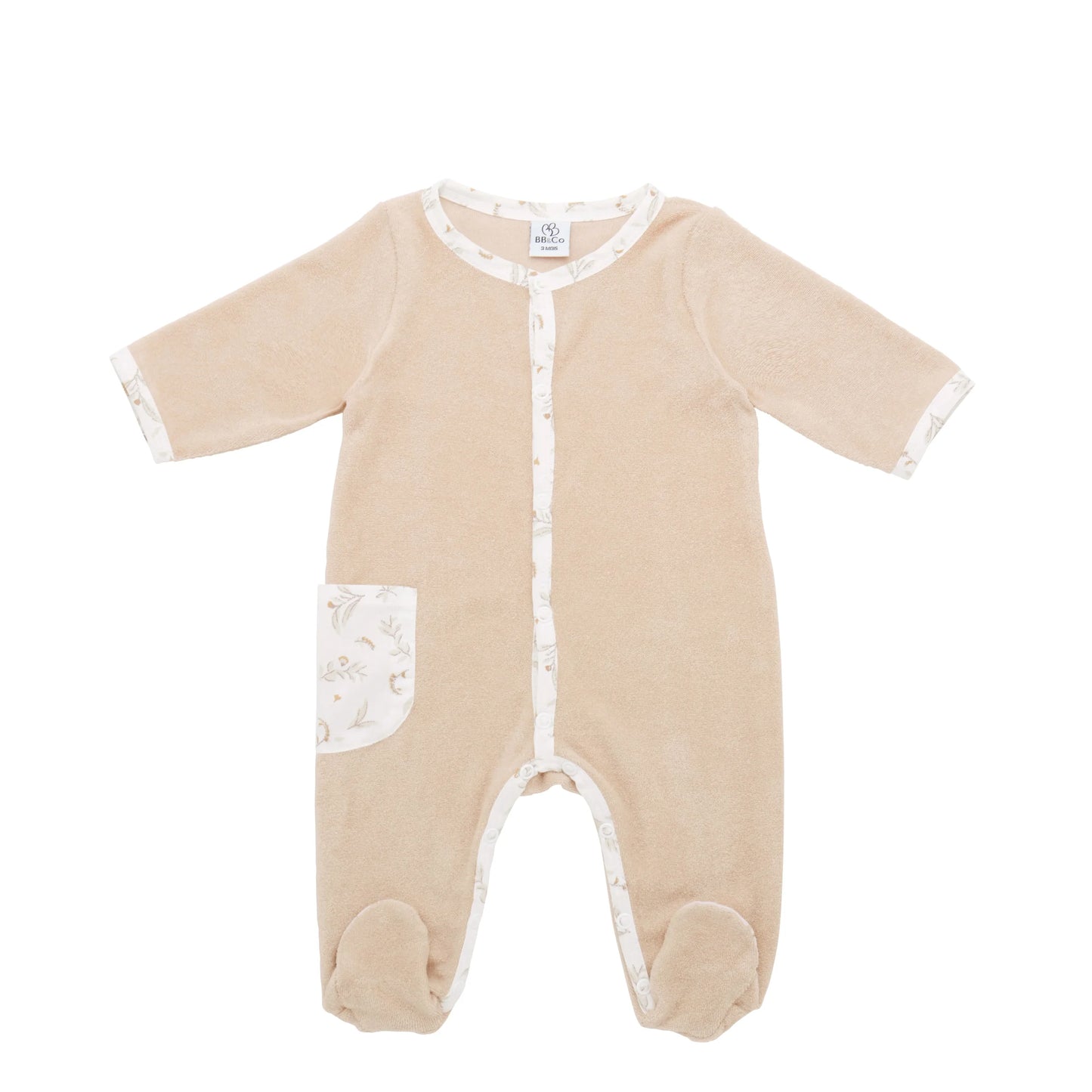 Pyjama velours biscuit feuilles/libellules