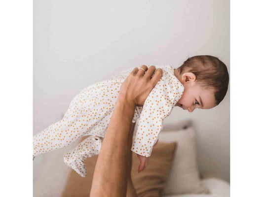 Pyjama Amalia blanc mini cœurs moutarde Rose in April