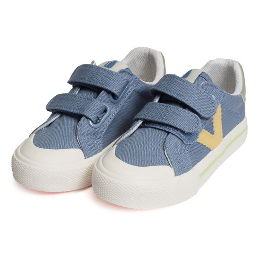 Victoria : baskets Bleu jean en toile à scratch