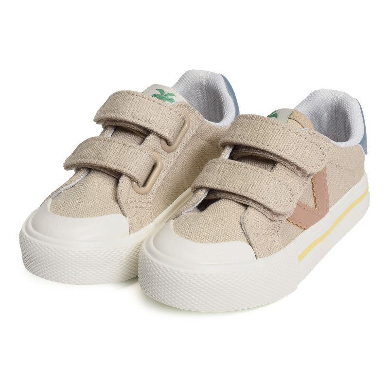 Victoria : baskets Beige en toile à scratch