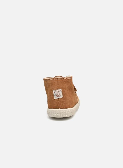 Victoria : chaussures montantes Camel fourrées à scratch en daim camel