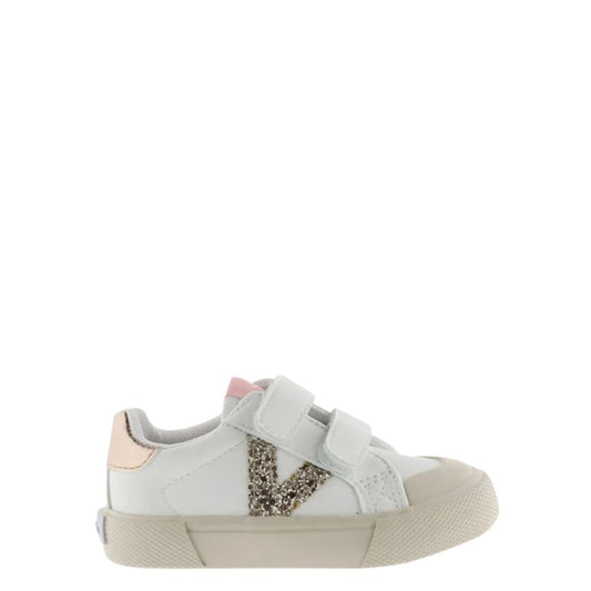 Victoria : baskets Rosa V/paillettes dorées à scratch